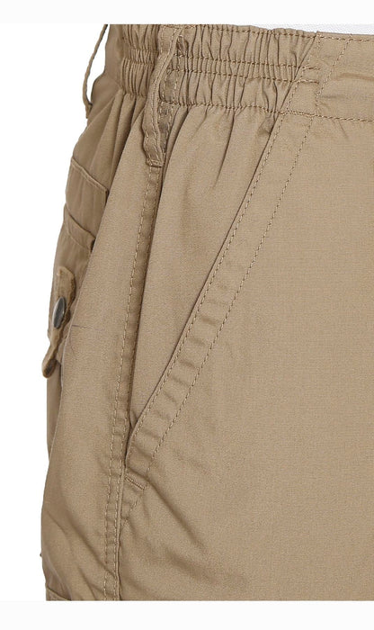 Turtle Bay men's elastic waist cargo shorts in Khaki, pocket detail