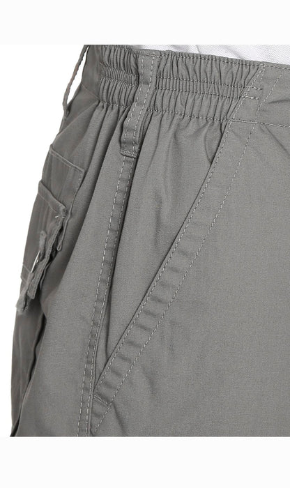 Turtle Bay men's elastic waist cargo shorts in Grey, pocket detail