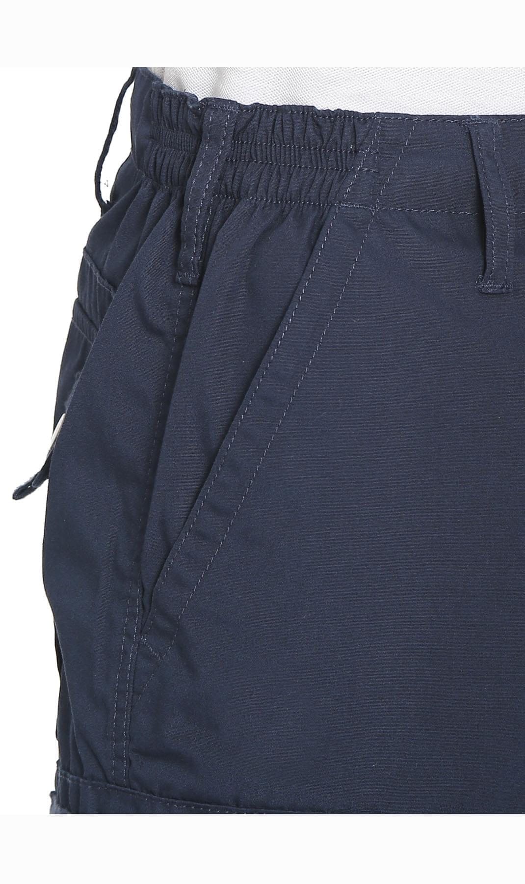 Turtle Bay men's elastic waist cargo shorts in Navy, pocket detail