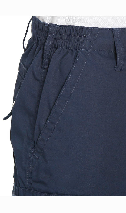 Turtle Bay men's elastic waist cargo shorts in Navy, pocket detail