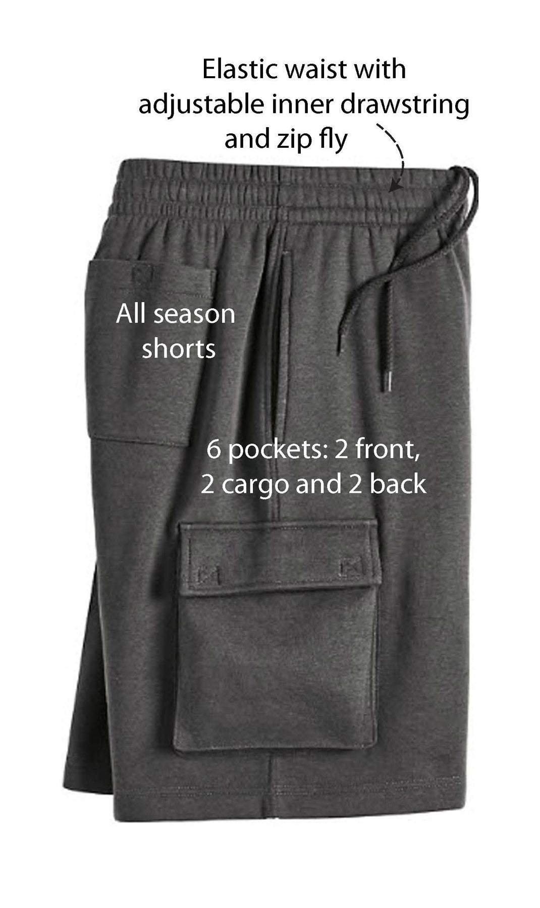 Turtle Bay men's fleece cargo shorts, product photo