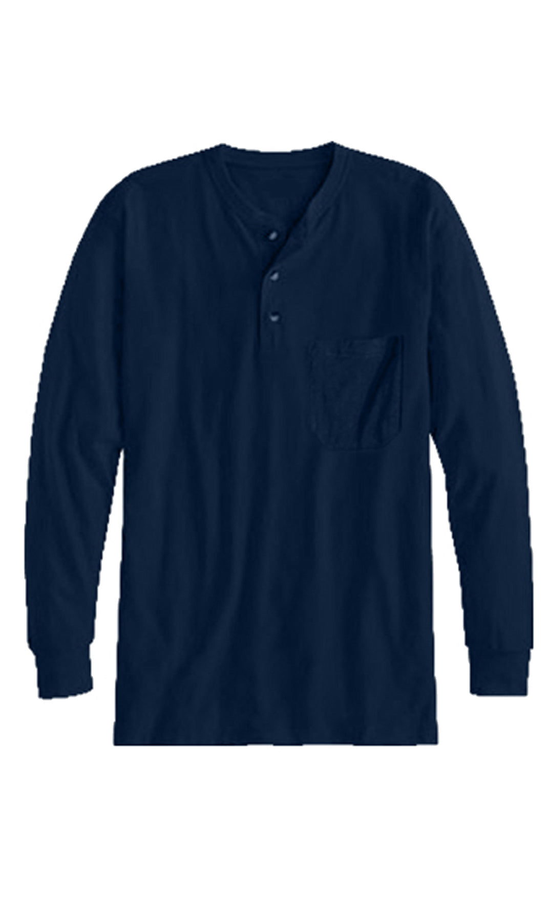 Turtle Bay men's long sleeve henley shirt in Navy, flat-lay photo