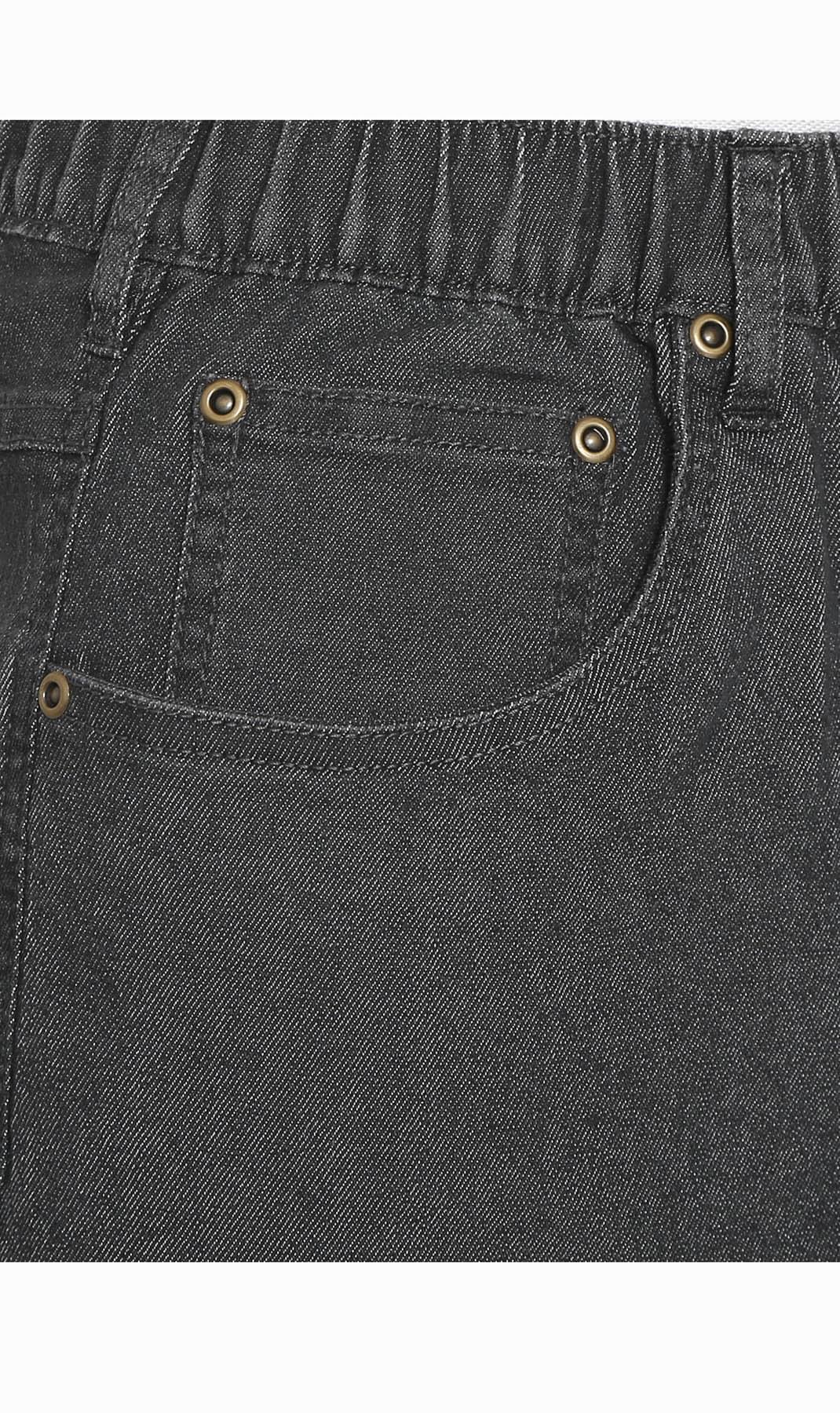 Turtle Bay men's pull-on stretch denim and twill shorts in Denim Black, pocket detail