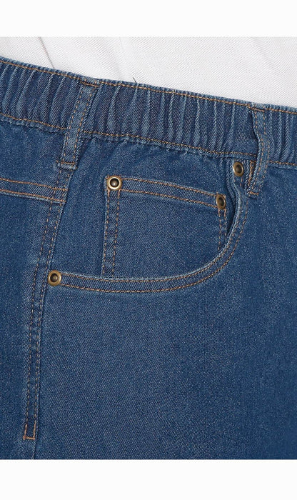 Turtle Bay men's pull-on stretch denim and twill shorts in Denim Med Blue, pocket detail