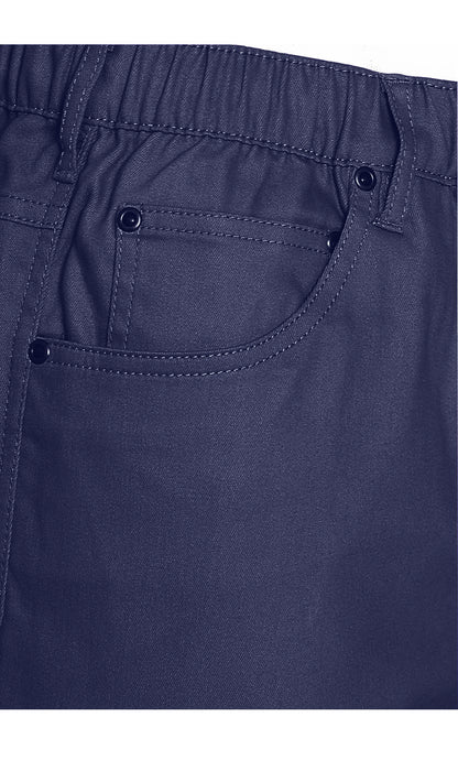 Turtle Bay men's pull-on stretch denim and twill shorts in Twill Navy, pocket detail