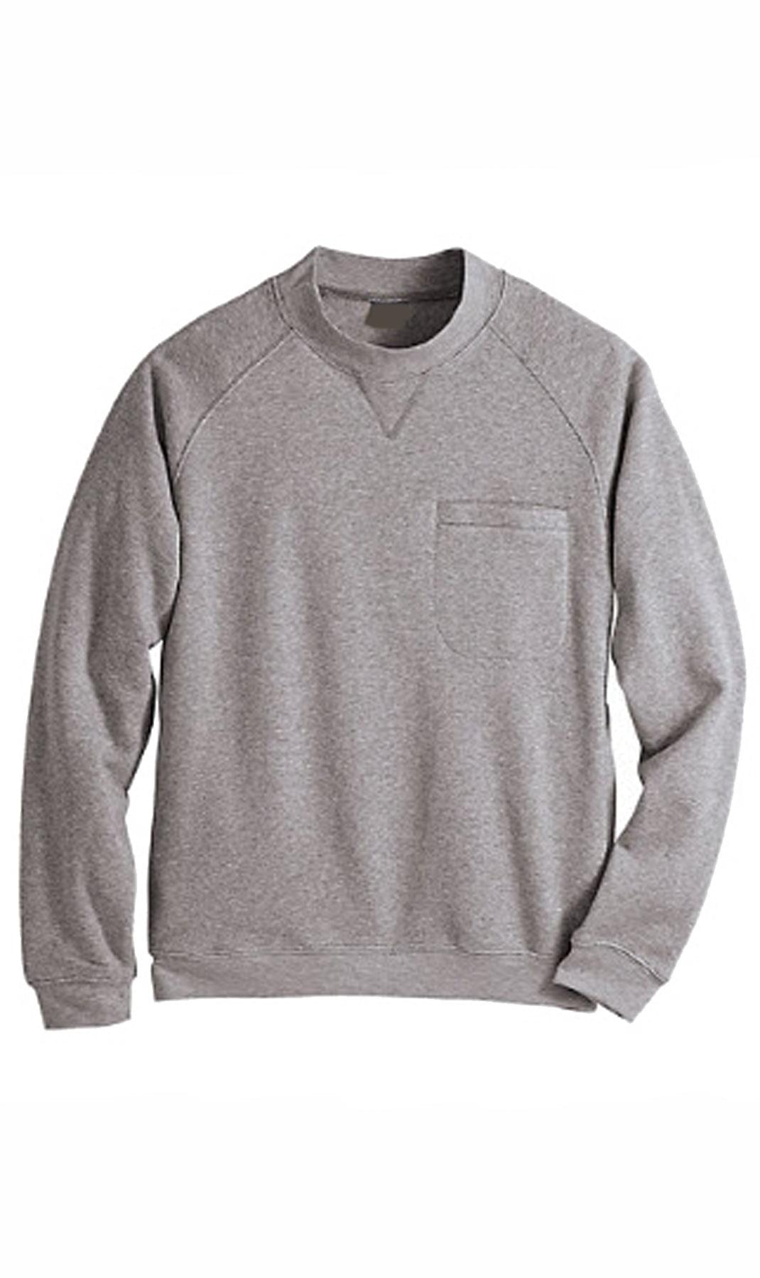 Turtle Bay men's 3-pocket fleece sweatshirt in Grey Heather, flat-lay photo