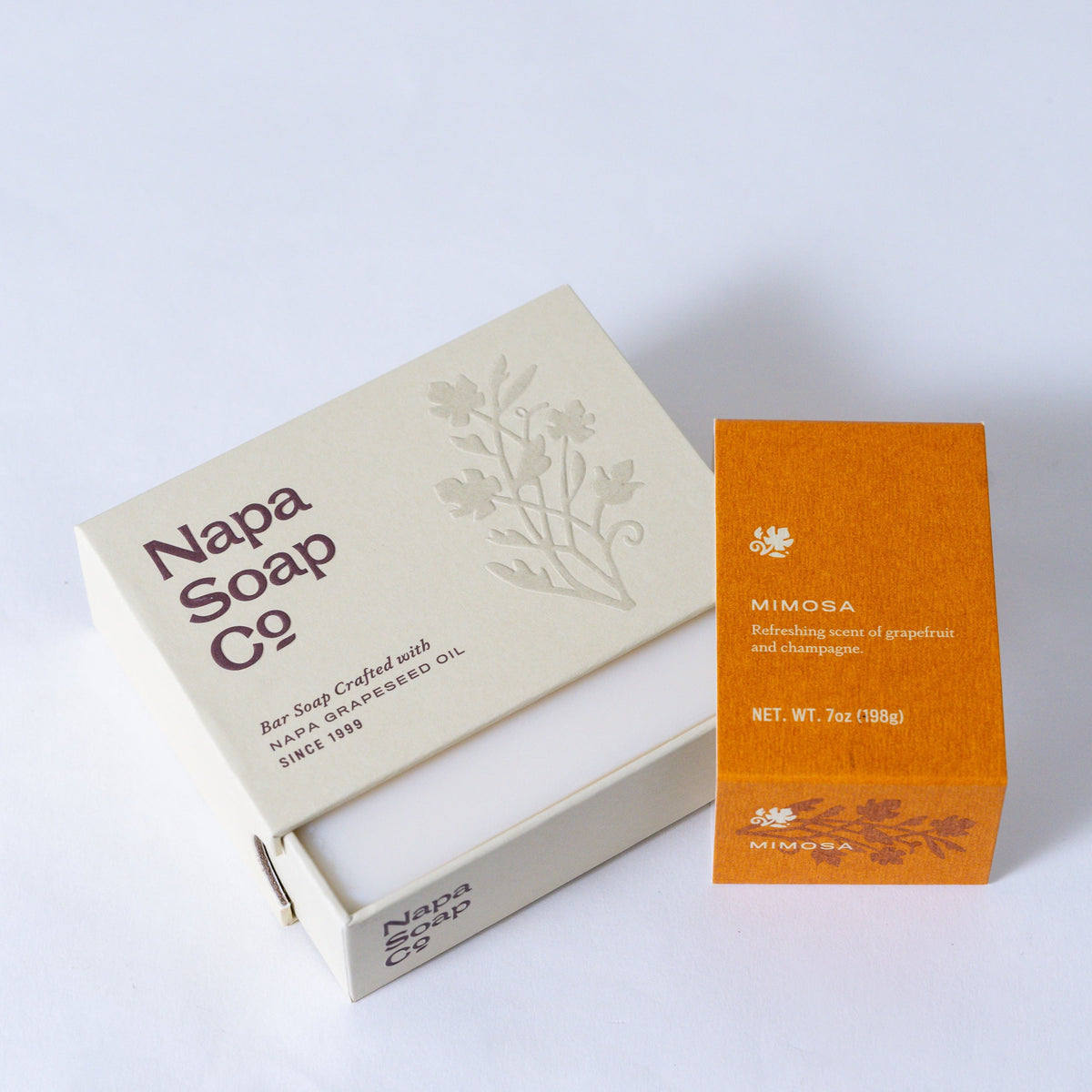 Napa Soap Co. packaging with a bar of soap on a white background