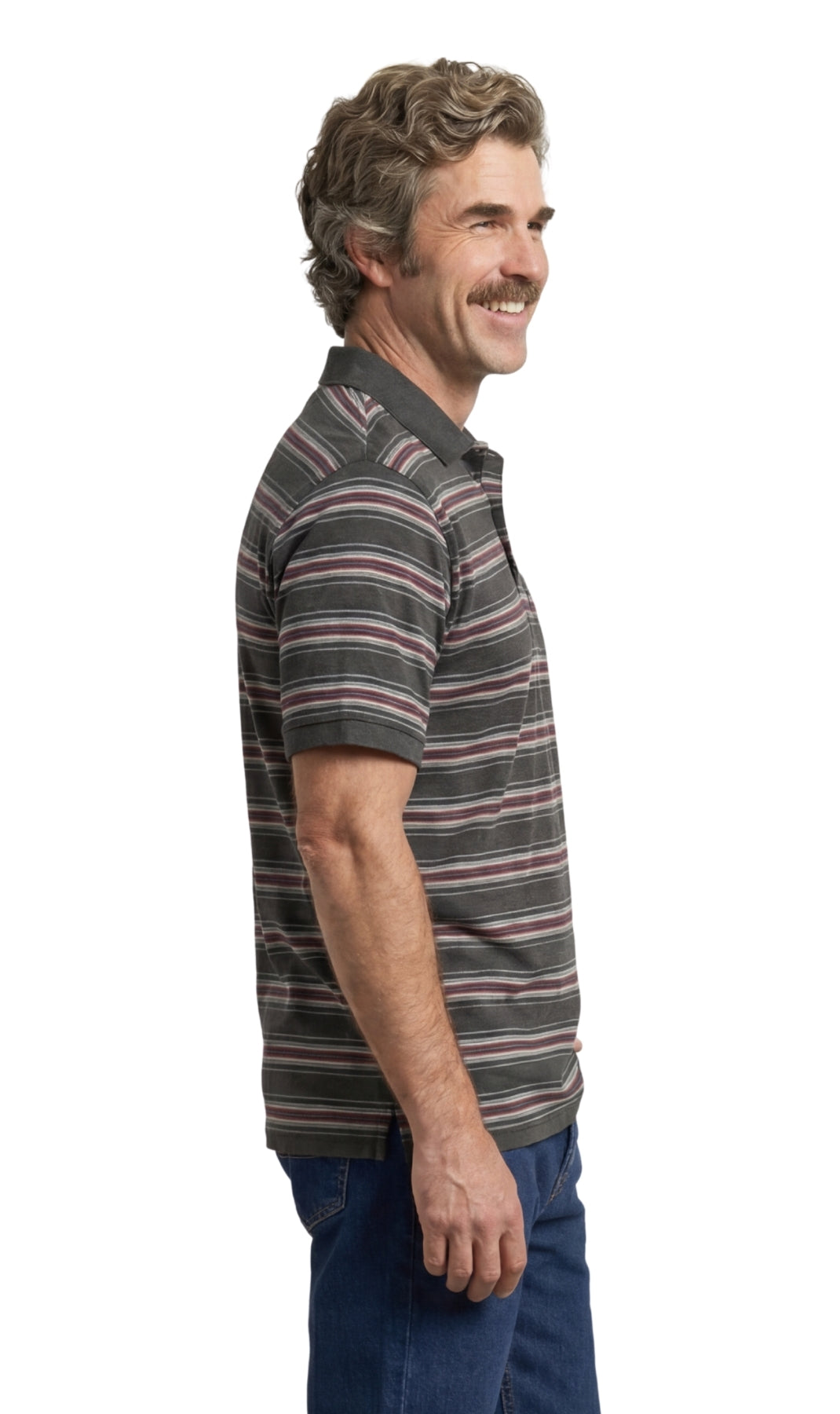 Turtle Bay men's short sleeve pique knit polo shirt in Multi Stripe, alternate view