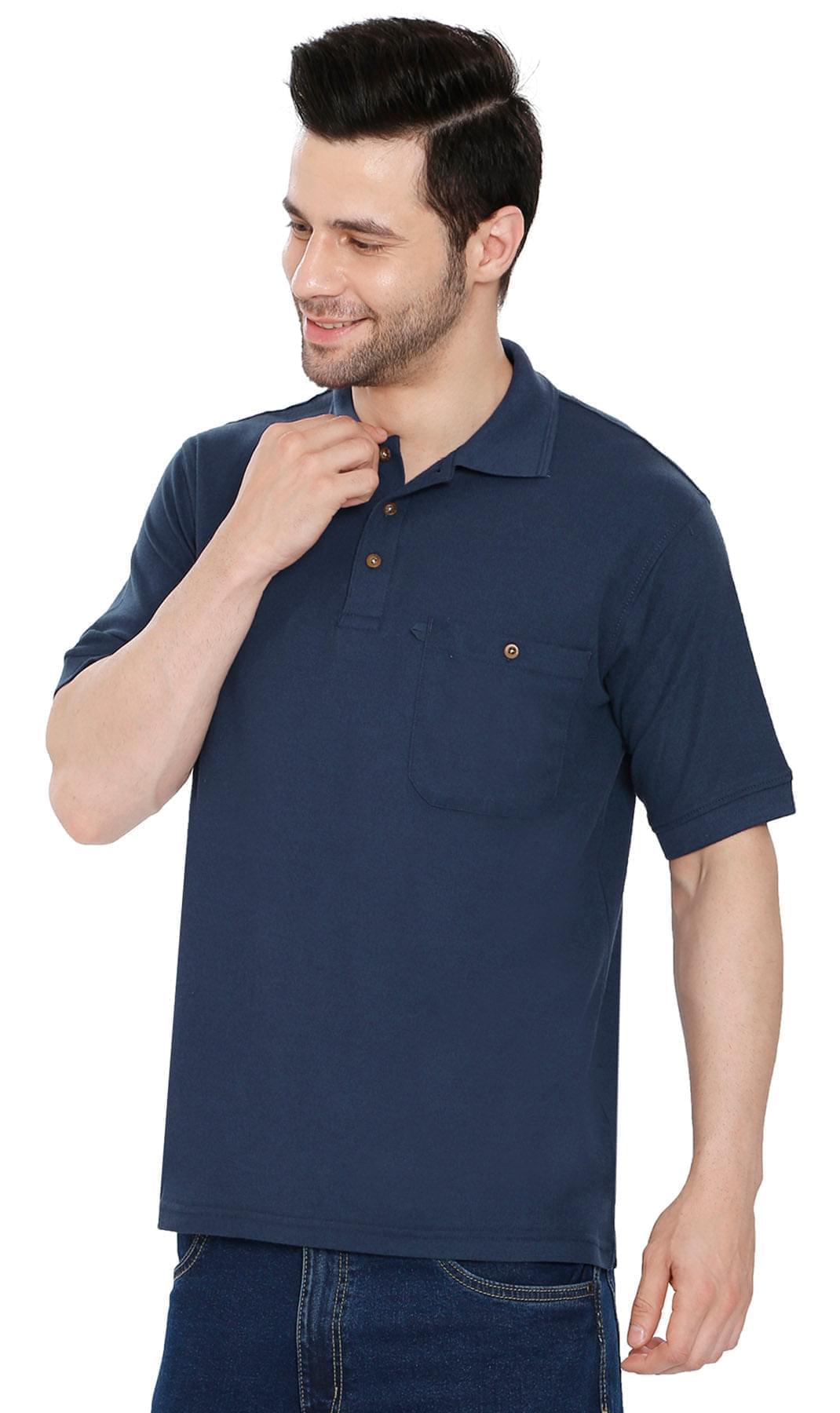 Turtle Bay men's short sleeve pique knit polo shirt in Navy