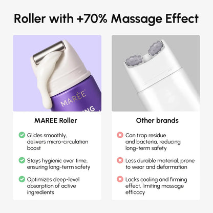 MAREE Roller with comparison to other brands on a white background