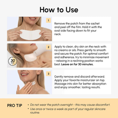 Instructions on how to use a neck patch with images and text.