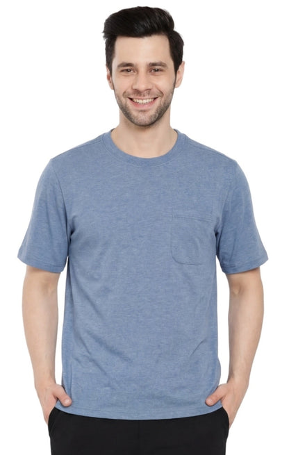 Turtle Bay men's heavyweight crew neck pocket t-shirt, studio photo on a white background