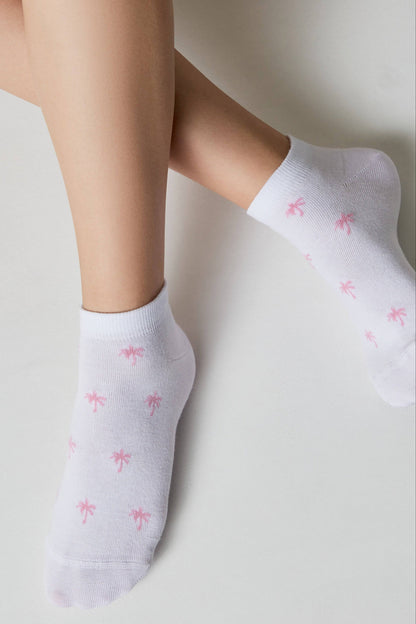 Conte Active 589 cotton ankle socks with palm tree pattern, alternate view (3)