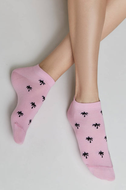 Conte Active 589 cotton ankle socks with palm tree pattern, product photo