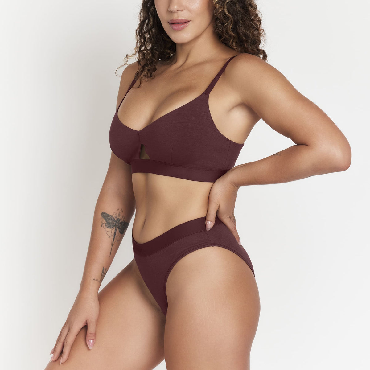 Organic Cotton & Hemp Keyhole Bra in Sour Cherry, additional detail