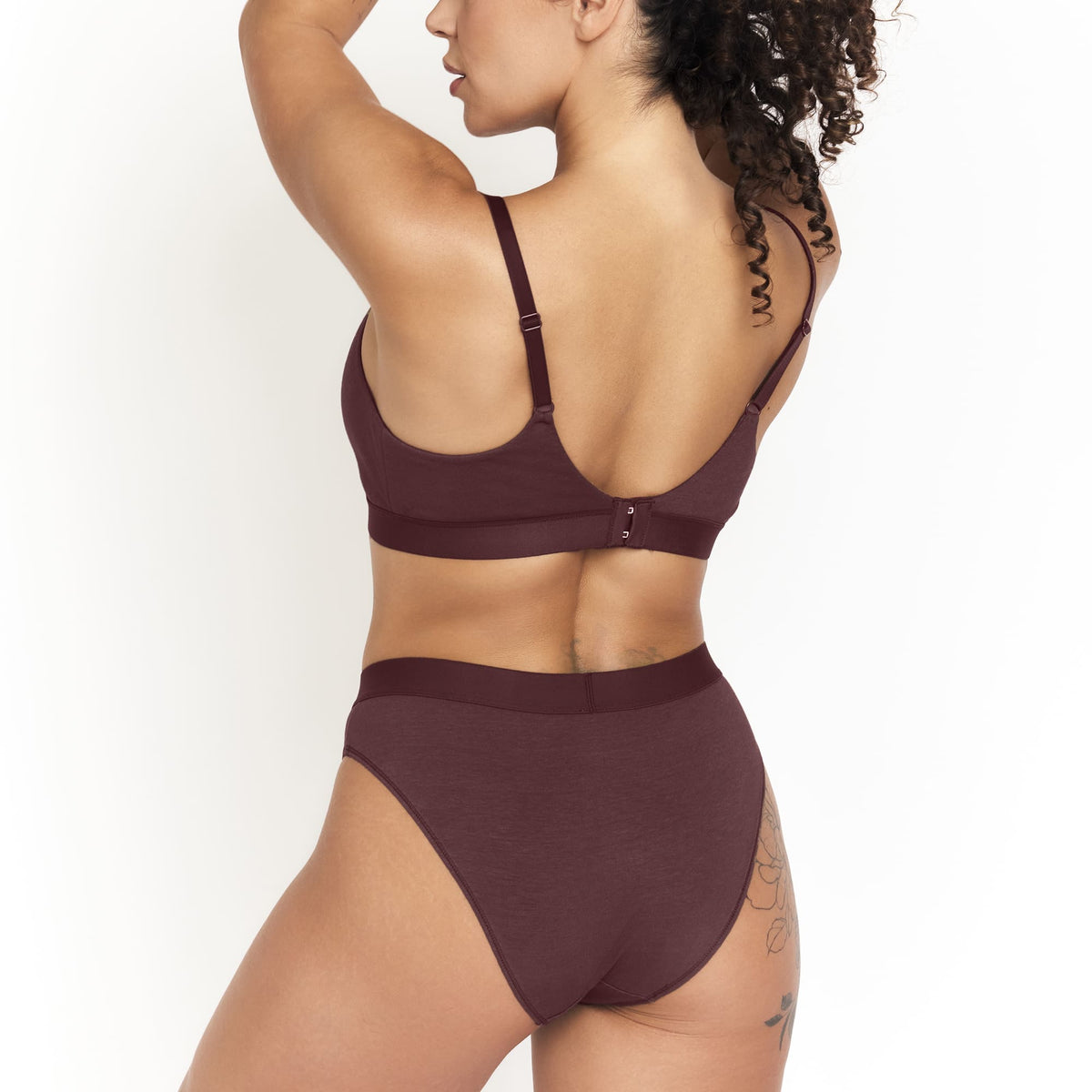 Organic Cotton & Hemp Keyhole Bra in Sour Cherry, alternate view