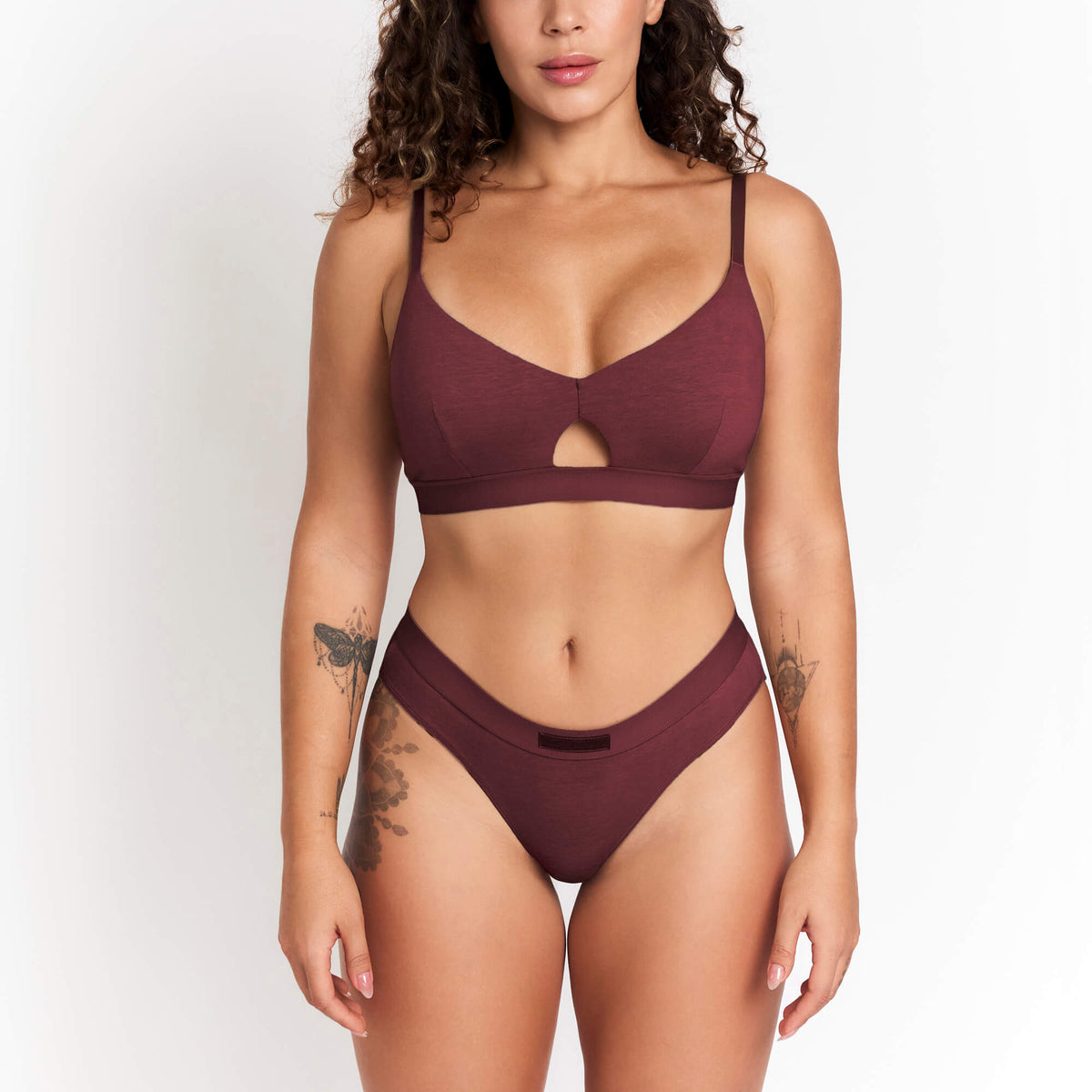 Hemp & Organic Cotton Mid-Rise Brief in Sour Cherry, alternate view
