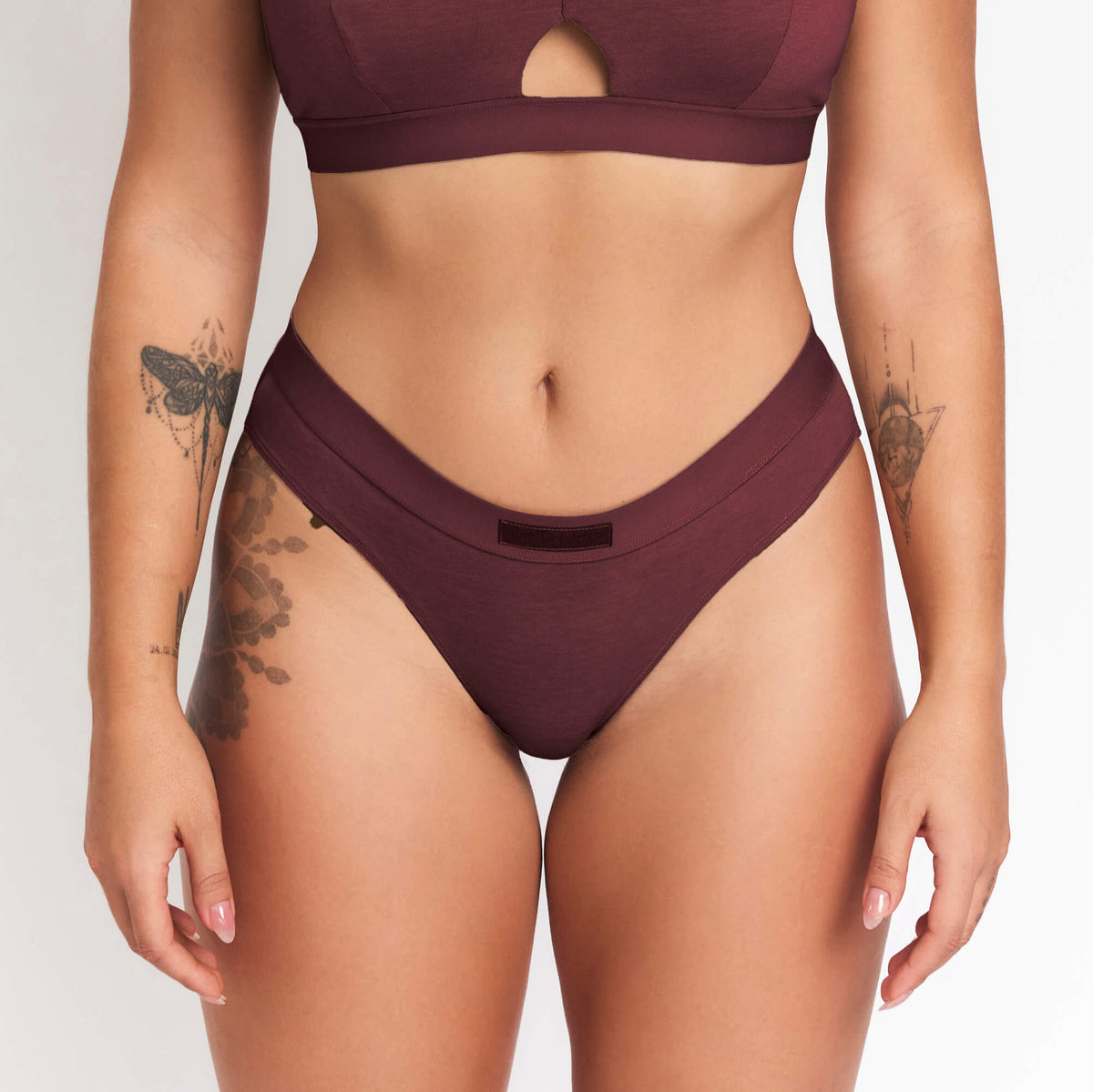 Hemp & Organic Cotton Mid-Rise Brief in Sour Cherry