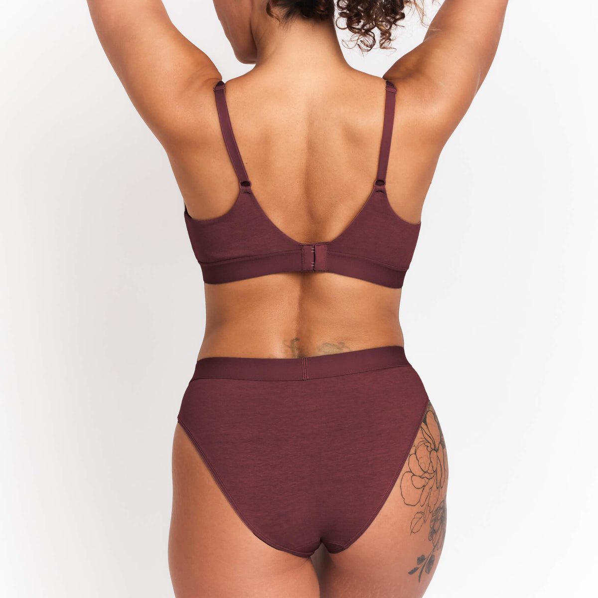 Hemp & Organic Cotton Mid-Rise Brief in Sour Cherry, additional detail