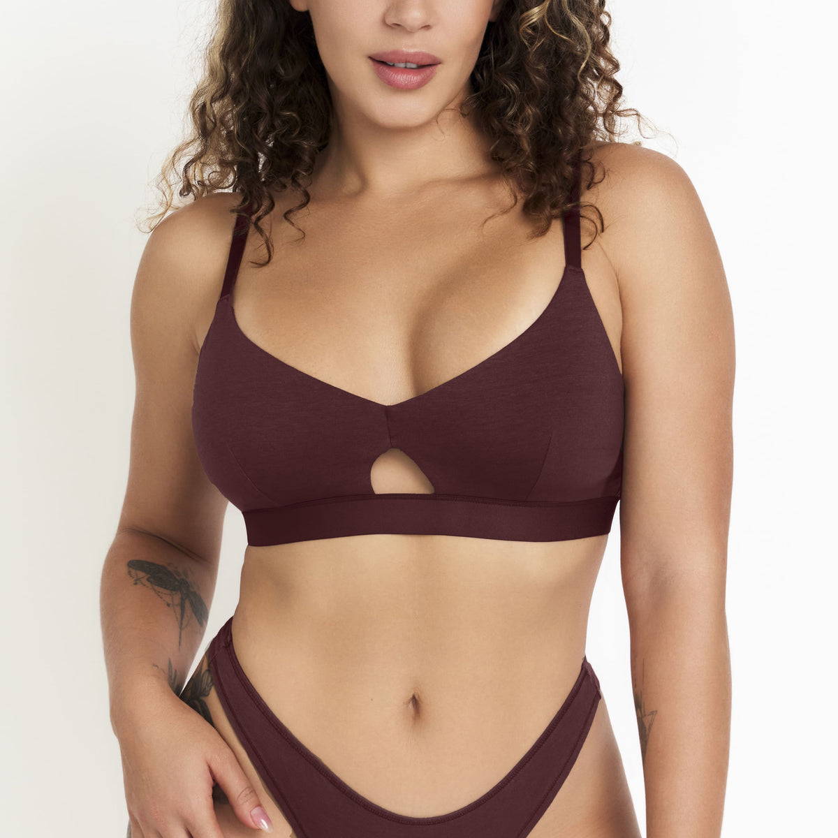 Organic Cotton & Hemp Keyhole Bra in Sour Cherry