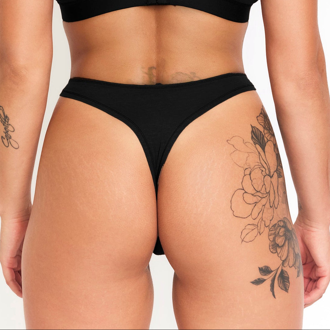 Organic Cotton & Hemp Thong 7-Pack in Black, additional detail