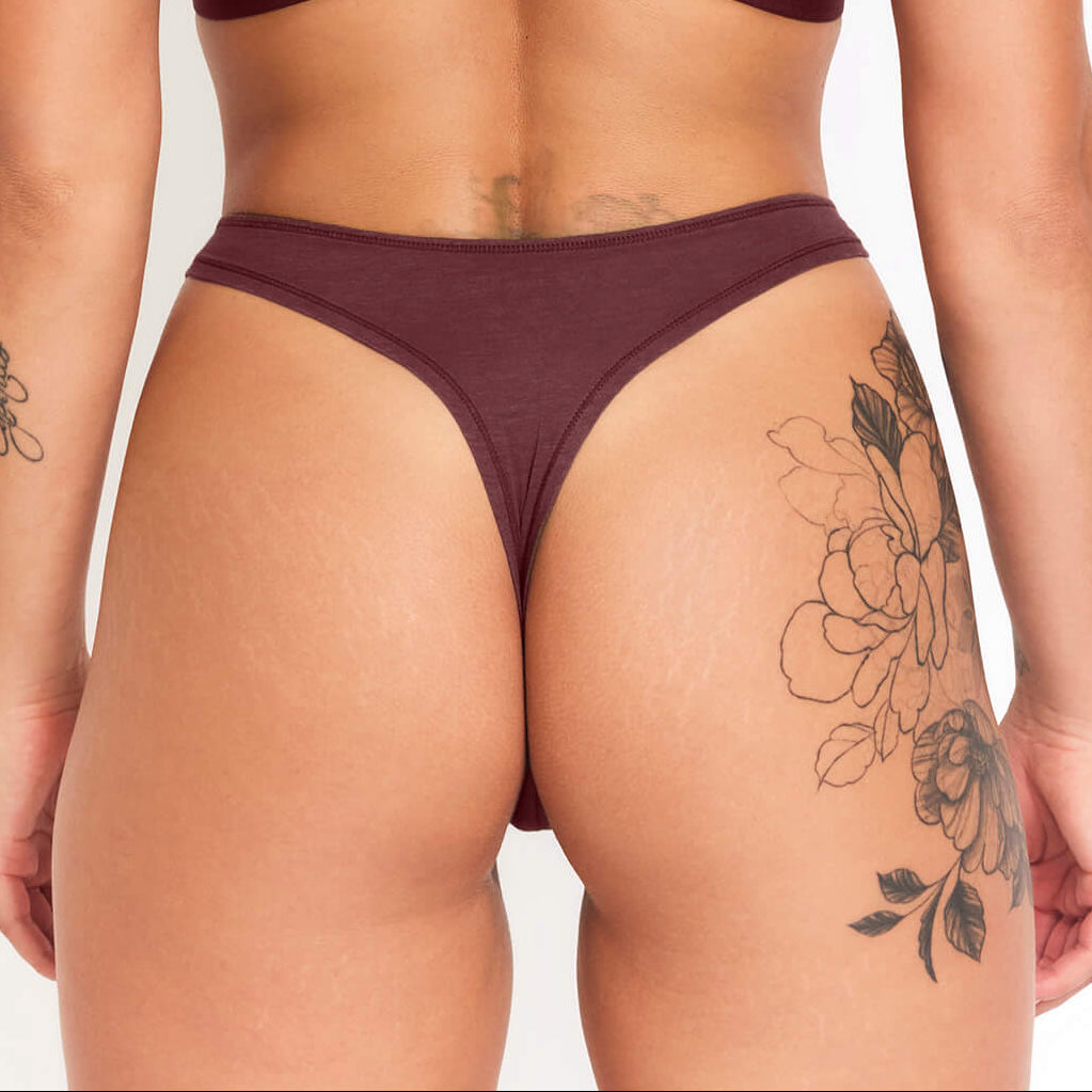 Organic Cotton & Hemp Thong 4-Pack in Burgundy, second angle