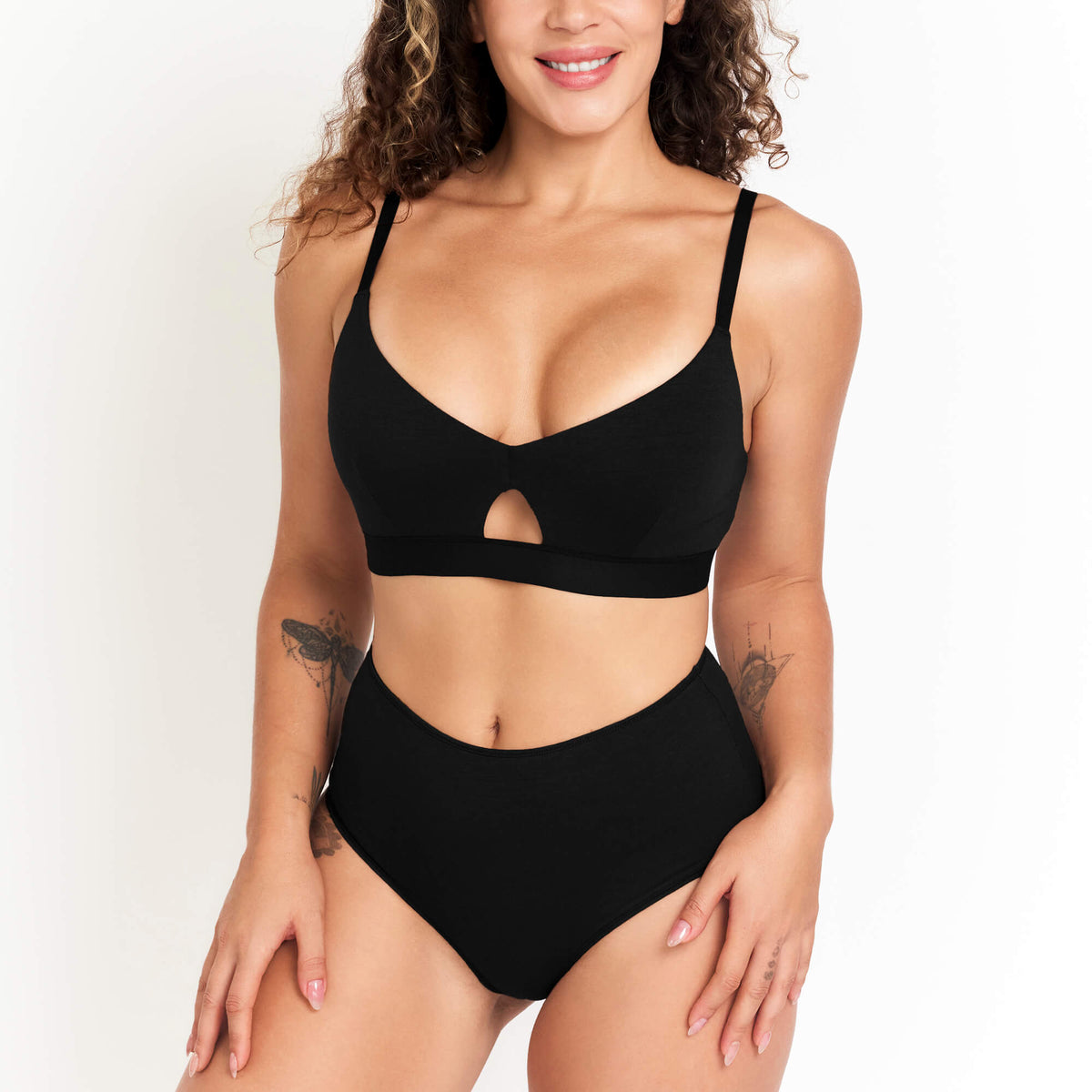 Hemp & Organic Cotton High-Rise Brief in Black, styled photo