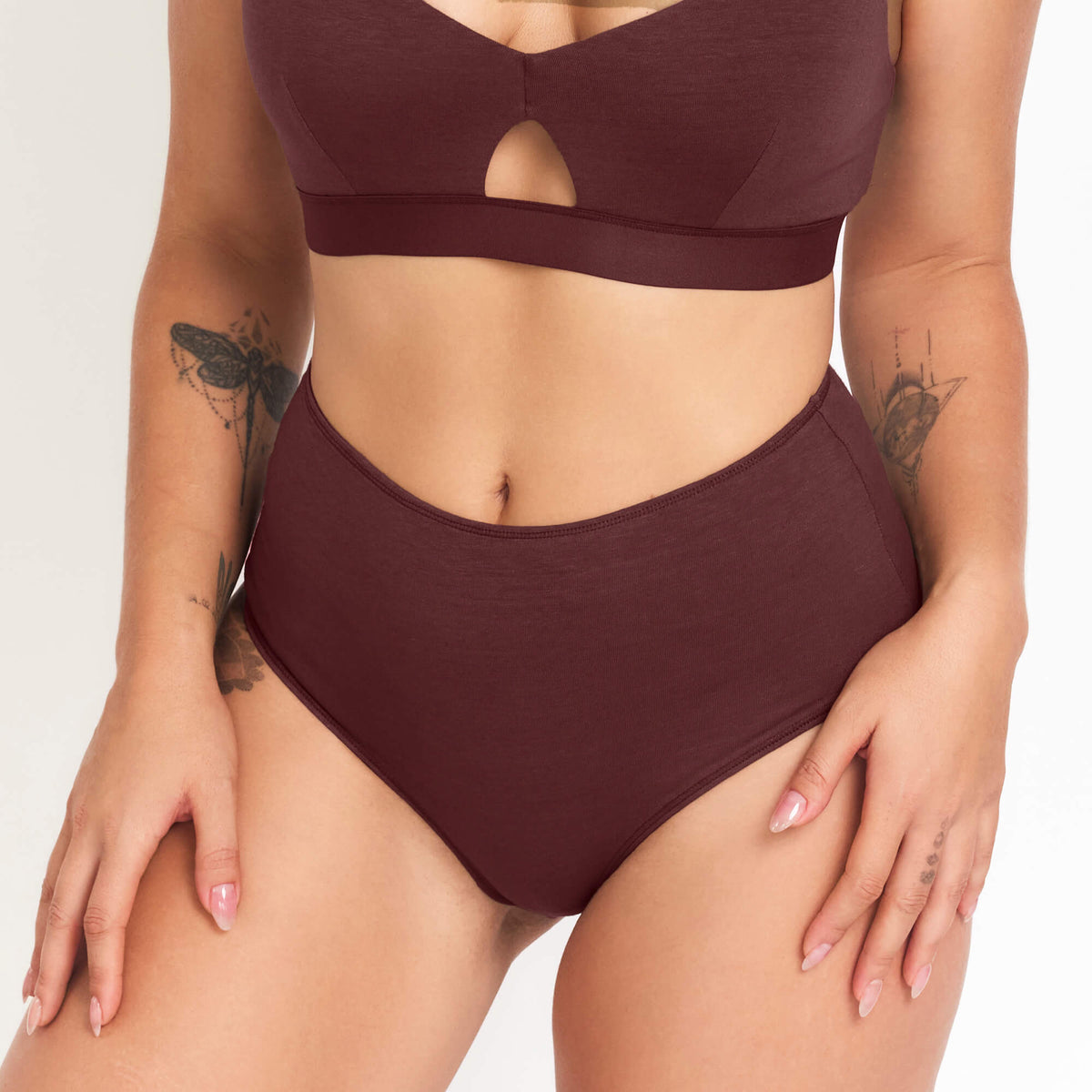 Hemp & Organic Cotton High-Rise Brief in Sour Cherry