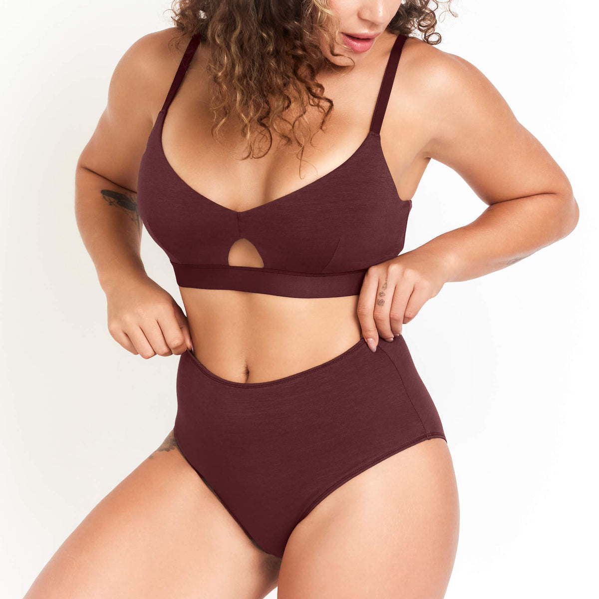 Hemp & Organic Cotton High-Rise Brief in Sour Cherry, additional detail