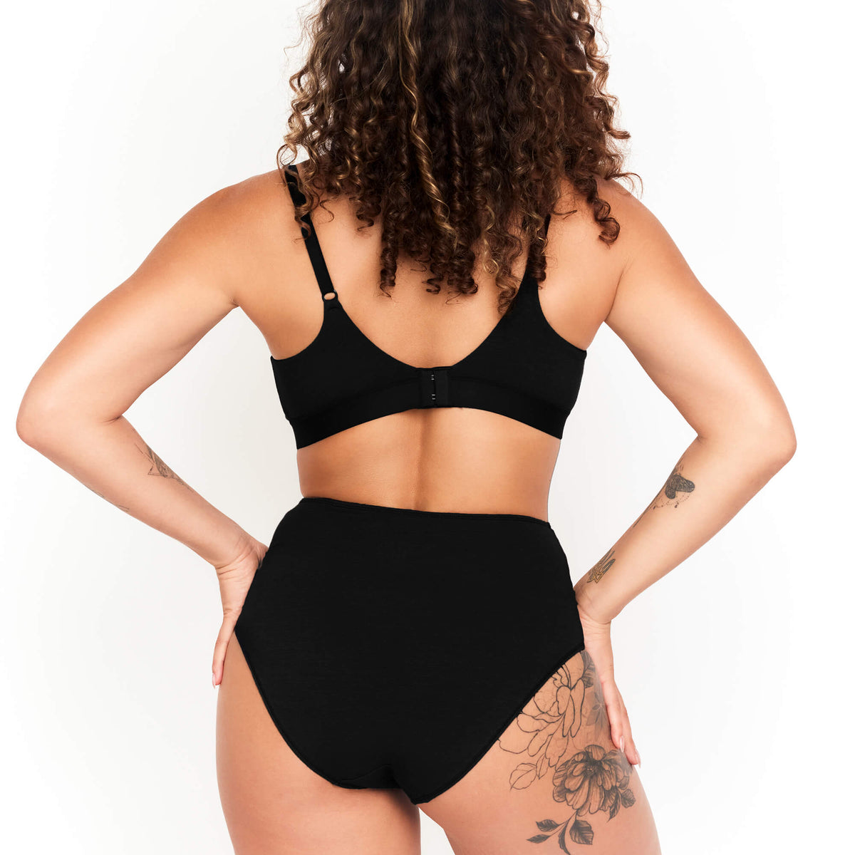 Hemp & Organic Cotton High-Rise Brief in Black, alternate view