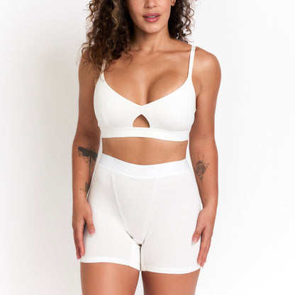 Botanical Dye Boxer in Milk, alternate view on a plain background
