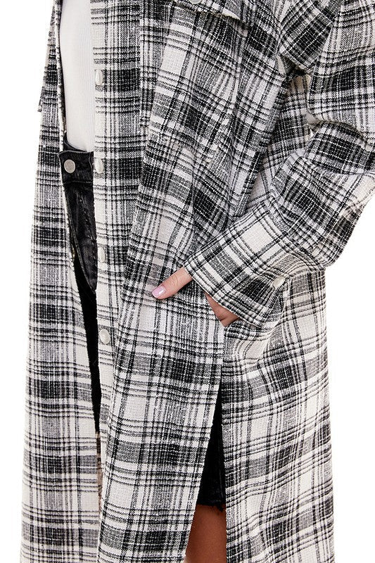 Fitkitty Culture oversized long plaid shacket, product view 3