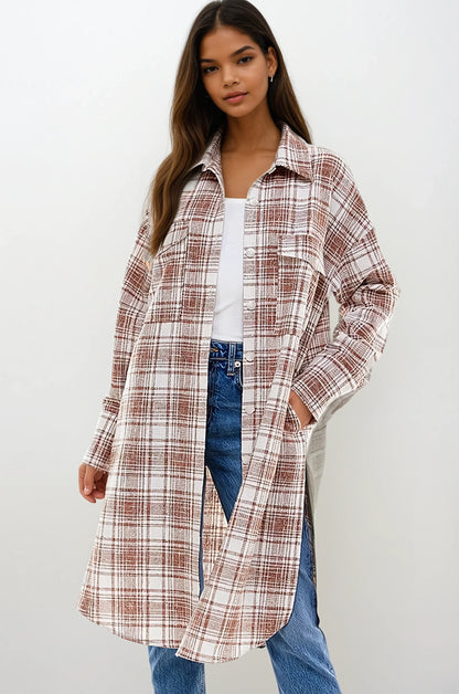 Fitkitty Culture oversized long plaid shacket, product view 10
