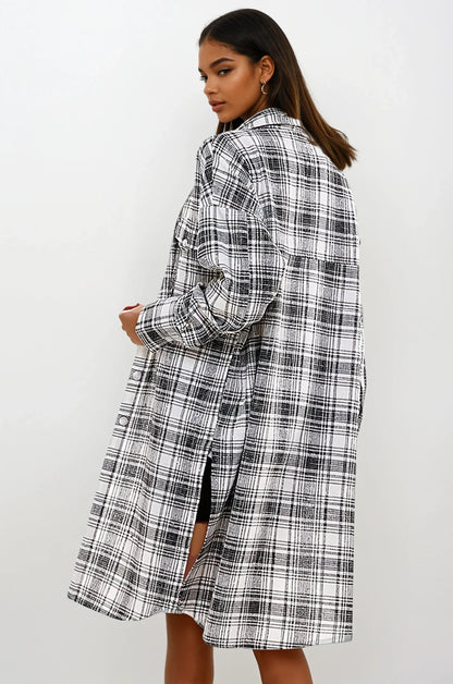 Fitkitty Culture oversized long plaid shacket, product view 12