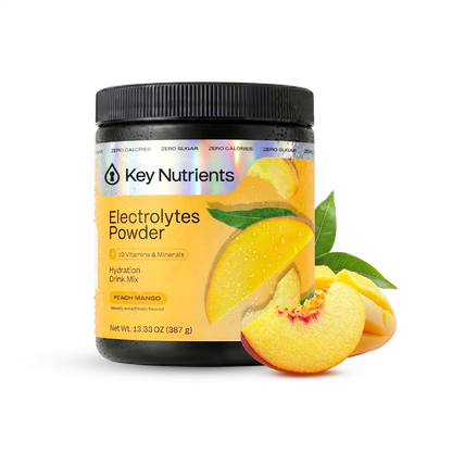 Key Nutrients Electrolyte Recovery Plus sugar-free electrolyte powder in Peach Mango