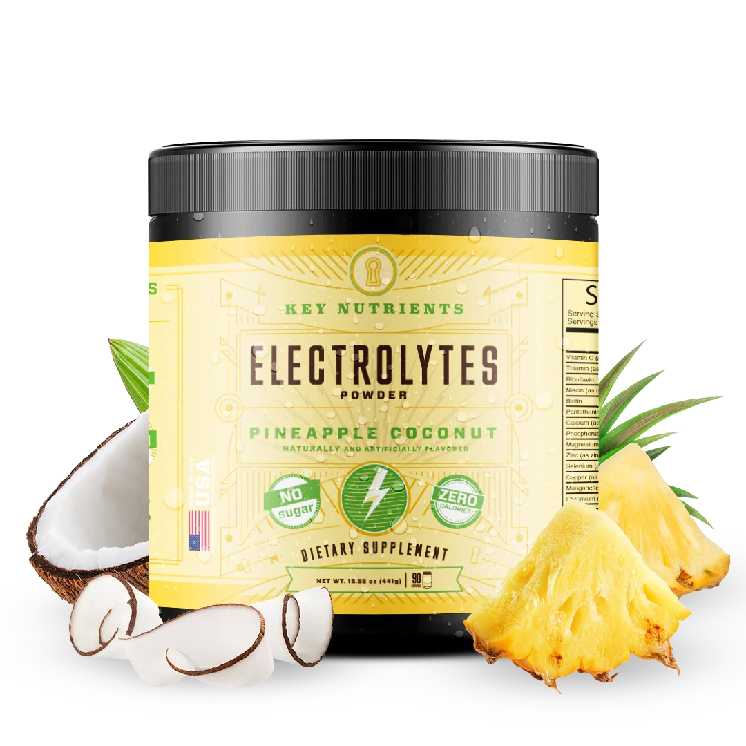 Key Nutrients Electrolyte Recovery Plus powder in Pineapple Coconut, packaging view