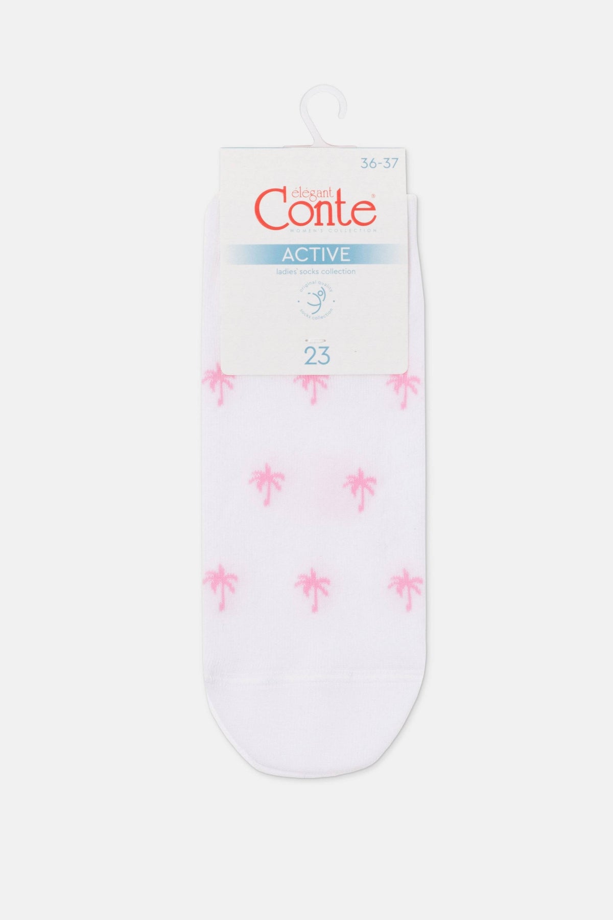 Conte Active 589 cotton ankle socks with palm tree pattern, product photo (4)