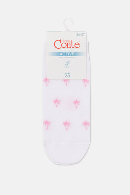 Conte Active 589 cotton ankle socks with palm tree pattern, product photo (4)