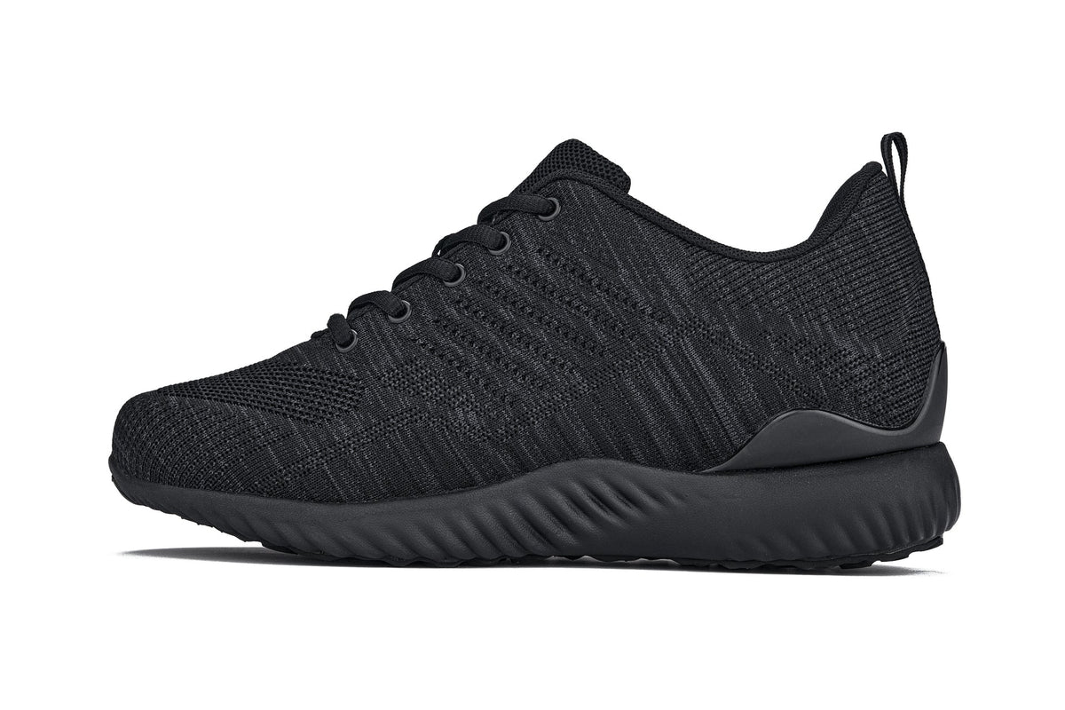 CALTO Q213 knit elevator trainer in black and charcoal grey, alternate view