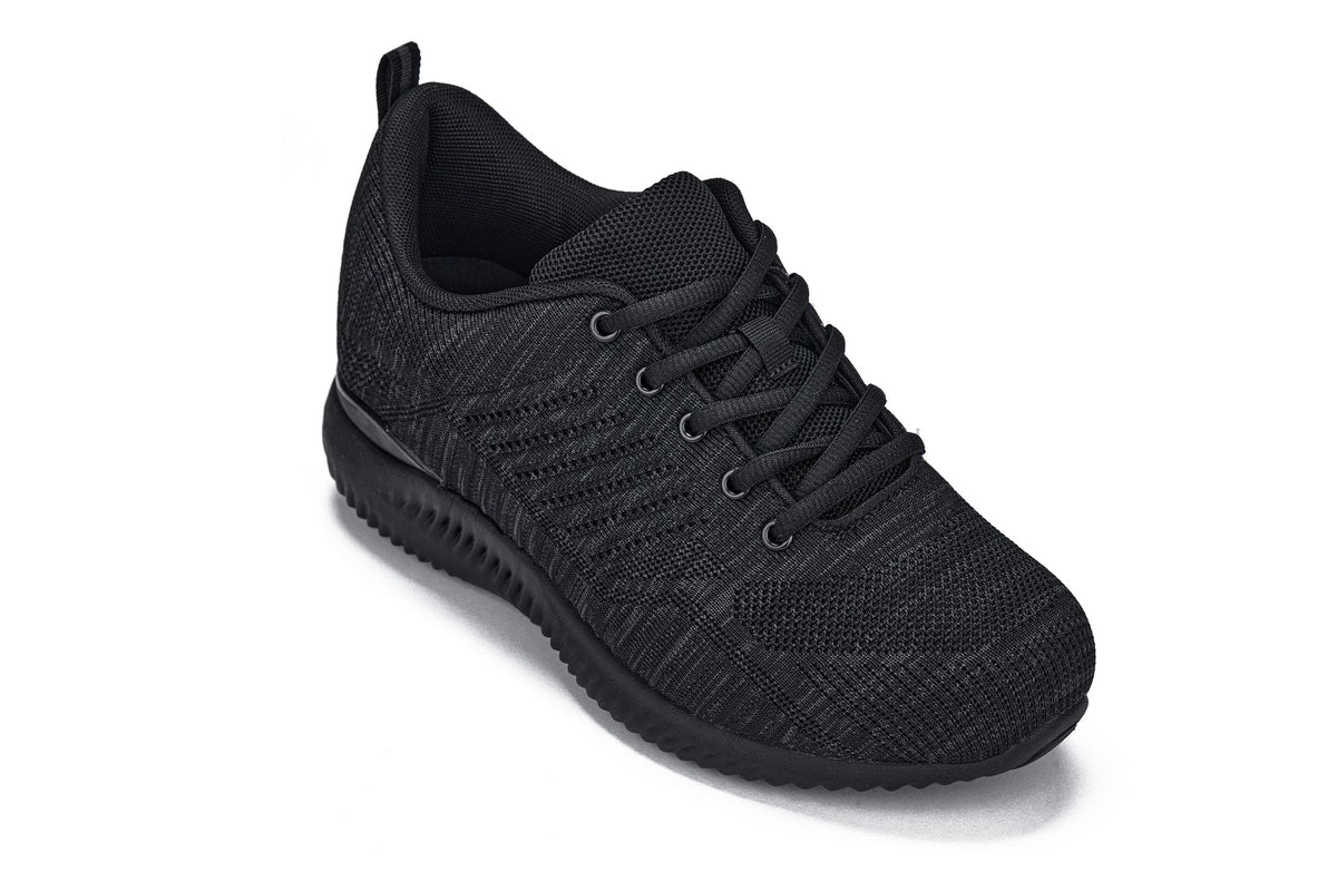 CALTO Q213 knit elevator trainer in black and charcoal grey, additional detail