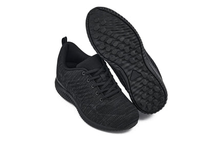 CALTO Q213 knit elevator trainer in black and charcoal grey, additional angle