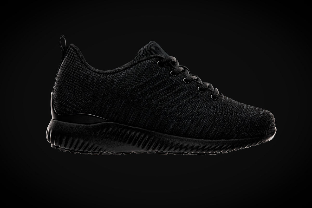 CALTO Q213 knit elevator trainer in black and charcoal grey, main product photo