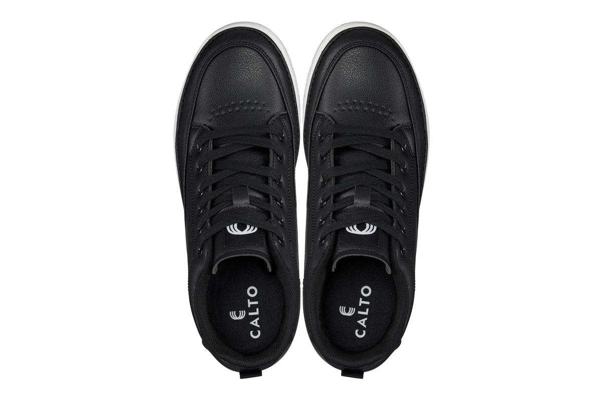 CALTO Q271 micro-perforated leatherette sneaker in black, styled photo