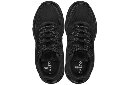 CALTO Q393 knit elevator trainer in black, styled photo