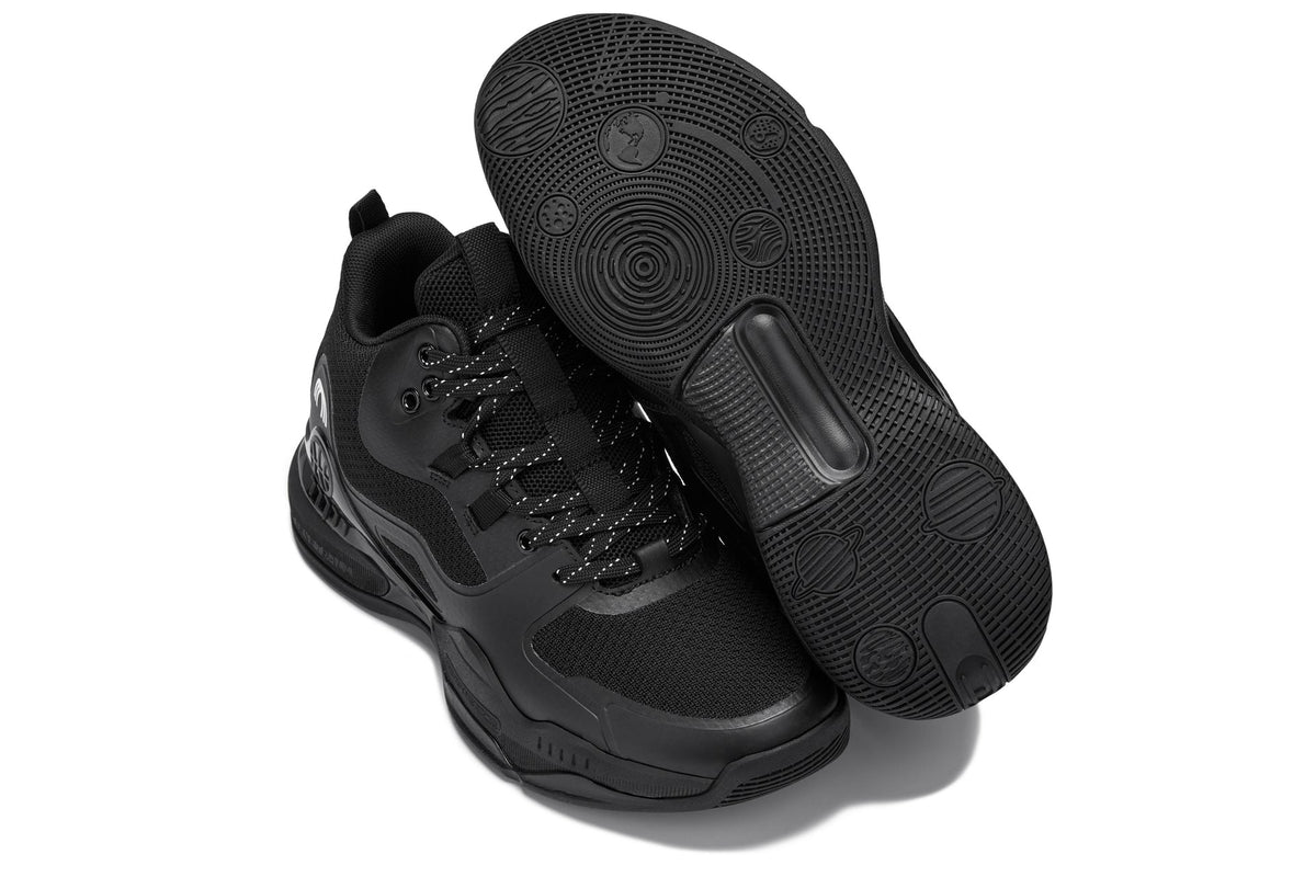 CALTO Q393 knit elevator trainer in black, additional detail, close view