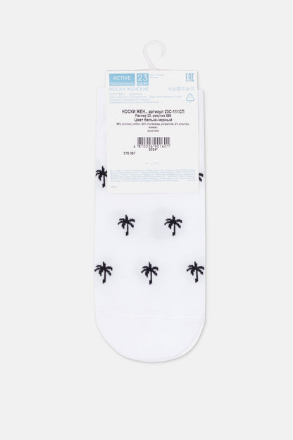 Conte Active 589 cotton ankle socks with palm tree pattern, additional detail (6)