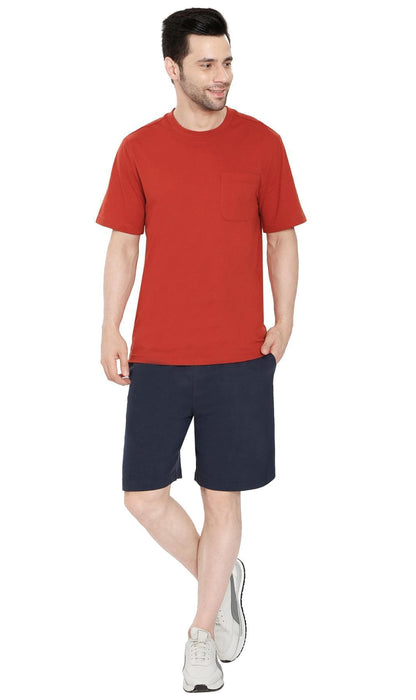 Turtle Bay men's heavyweight crew neck pocket t-shirt in Redwood, alternate view