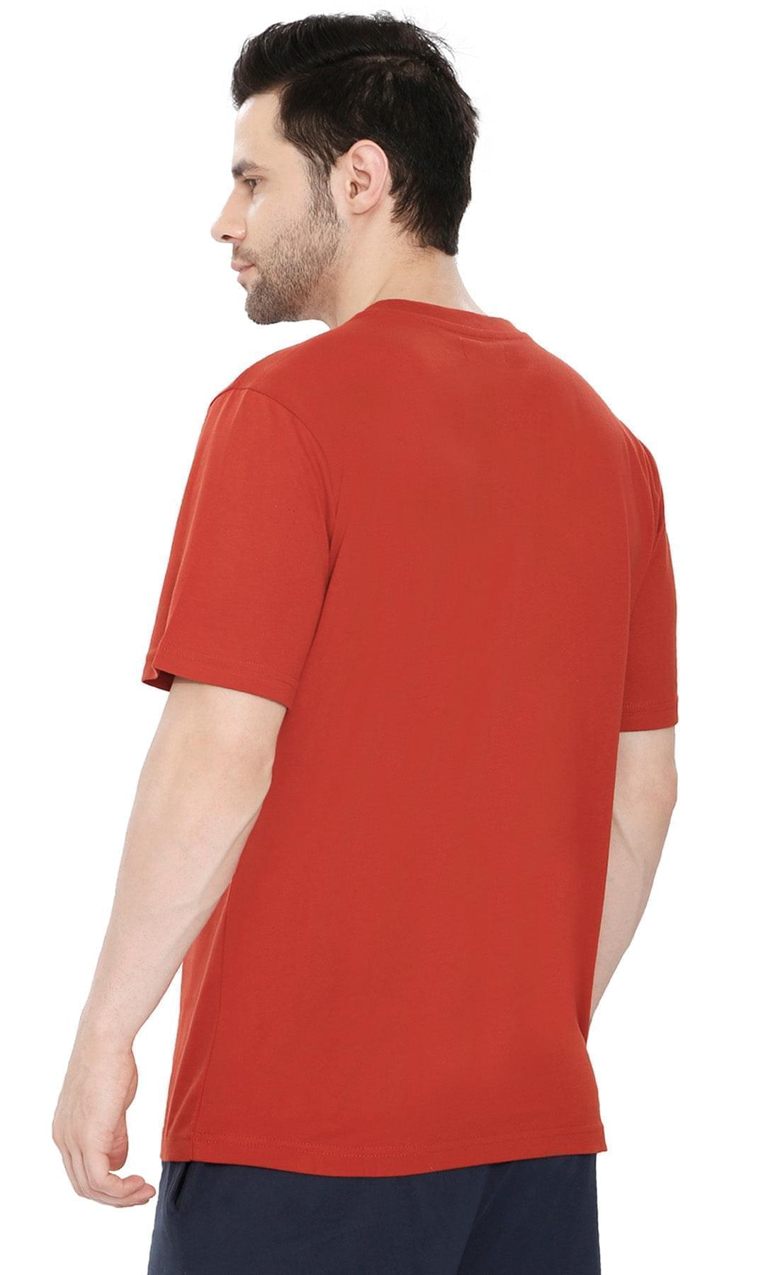 Turtle Bay men's heavyweight v-neck pocket t-shirt in Redwood