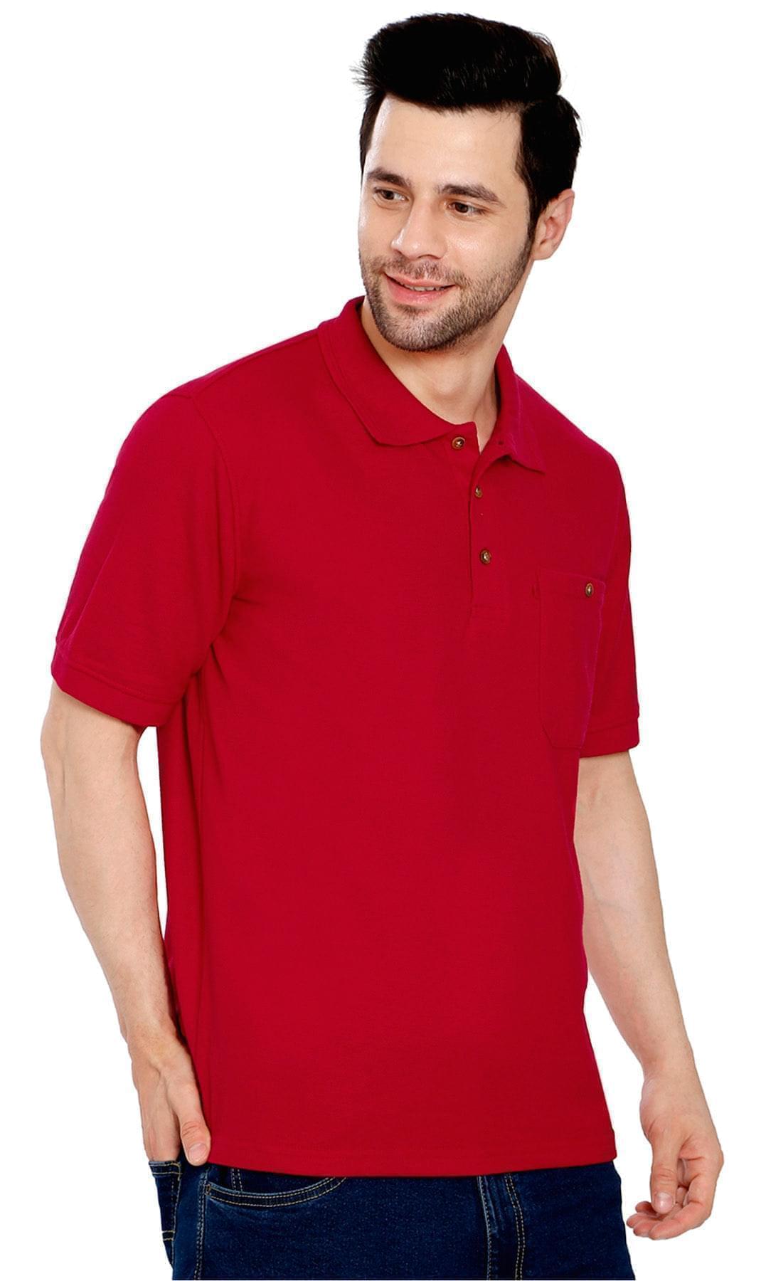 Turtle Bay men's short sleeve pique knit polo shirt in Red