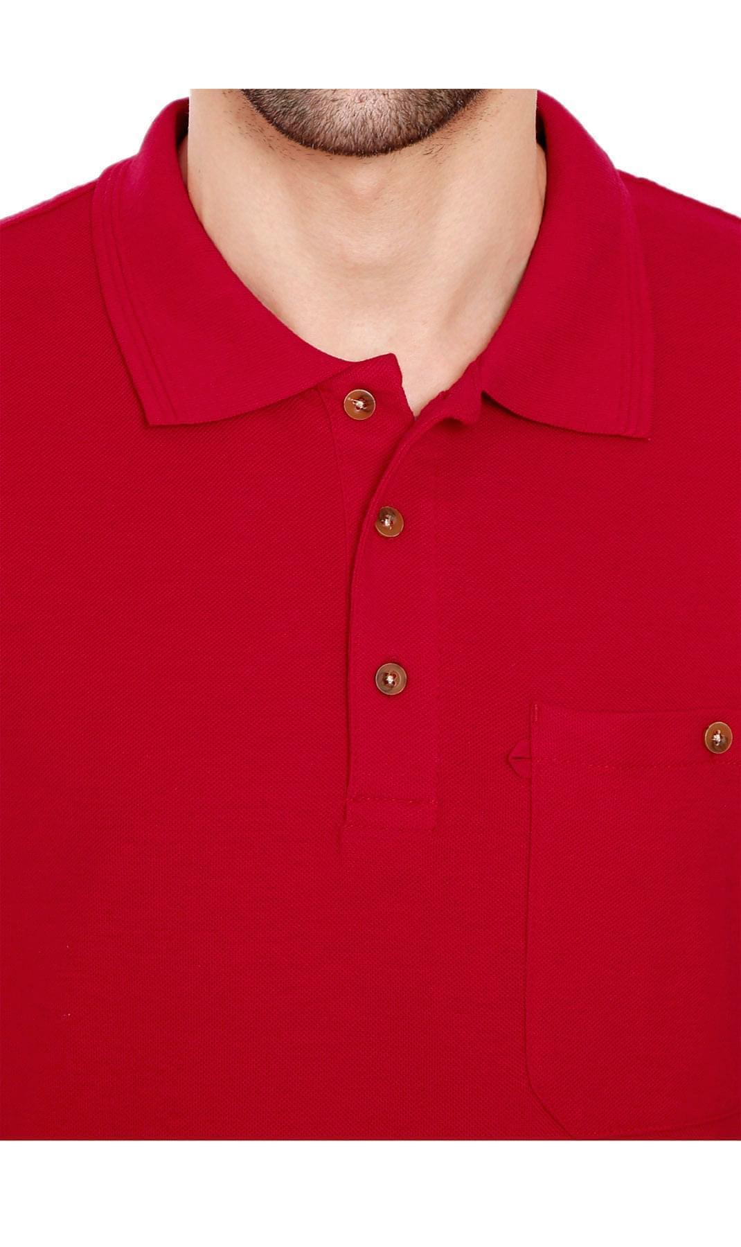 Turtle Bay men's short sleeve pique knit polo shirt in Red, additional detail
